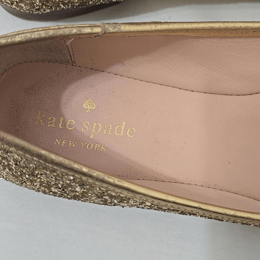 Kate Spade Willa Gold Glitter Flats Sz 9.5M - Picture 3 of 6